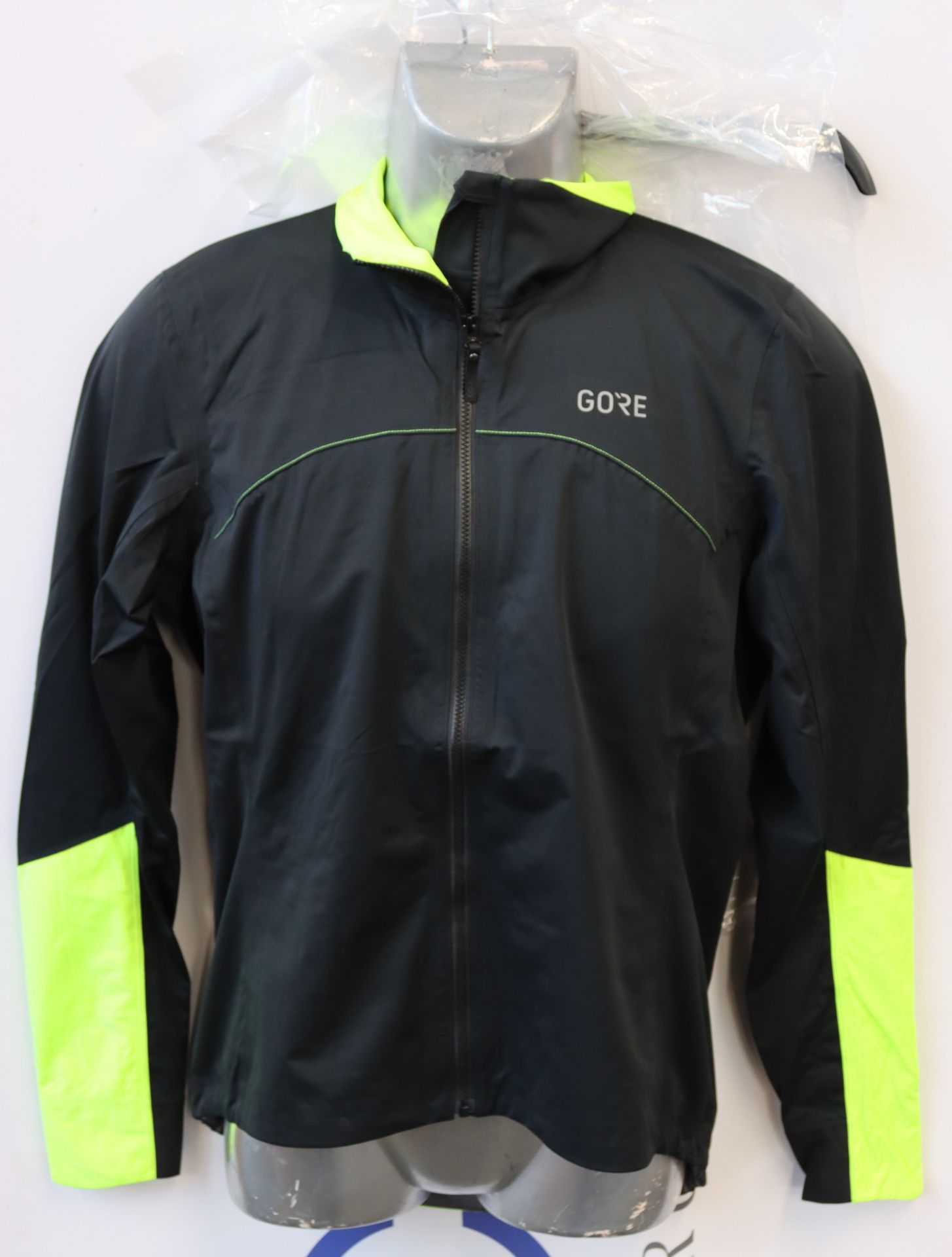 A women's as new GORE C5 Gore-Tex Active jacket in black/neon yellow (EU 38).
