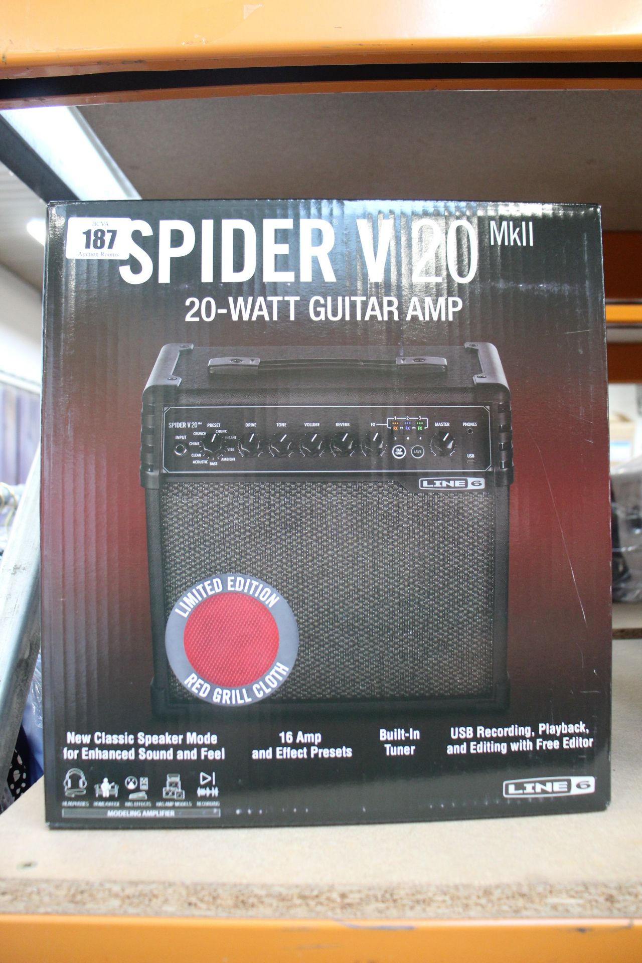 A boxed as new Line 6 - Spider V 20 MkII Guitar Amp (Limited Edition Red Grill Cloth).