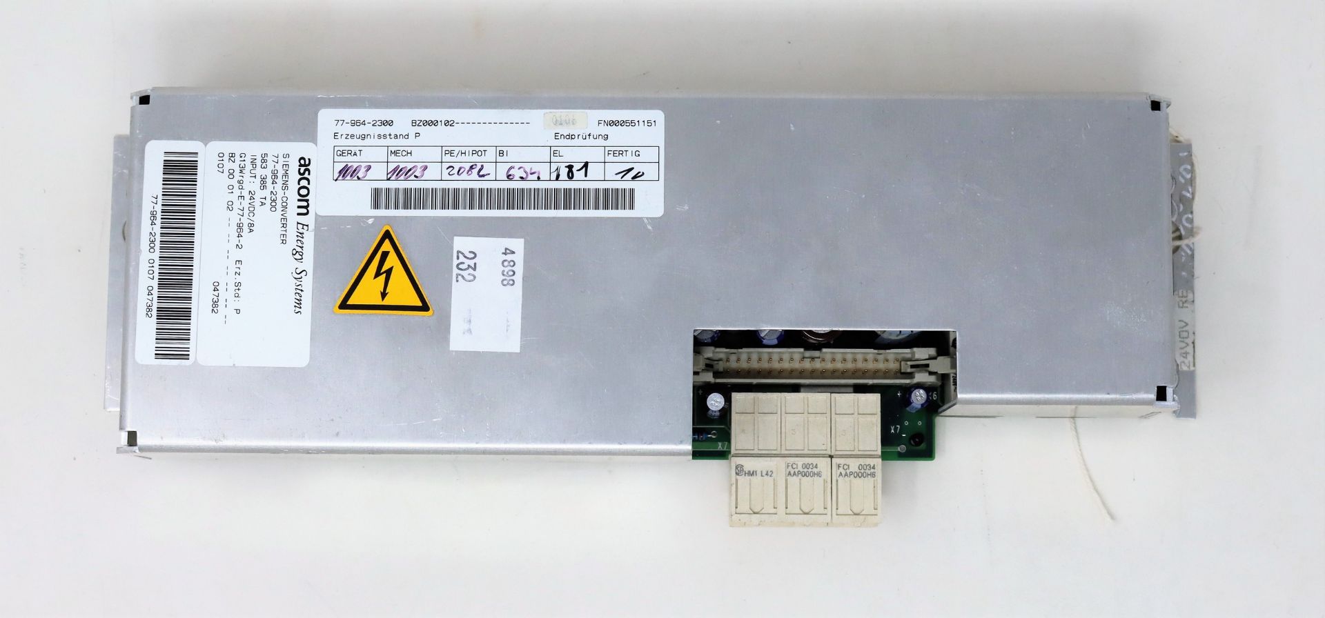 A pre-owned Siemens Ascom 77-964-2300 Converter Power Supply (Untested, sold as seen).