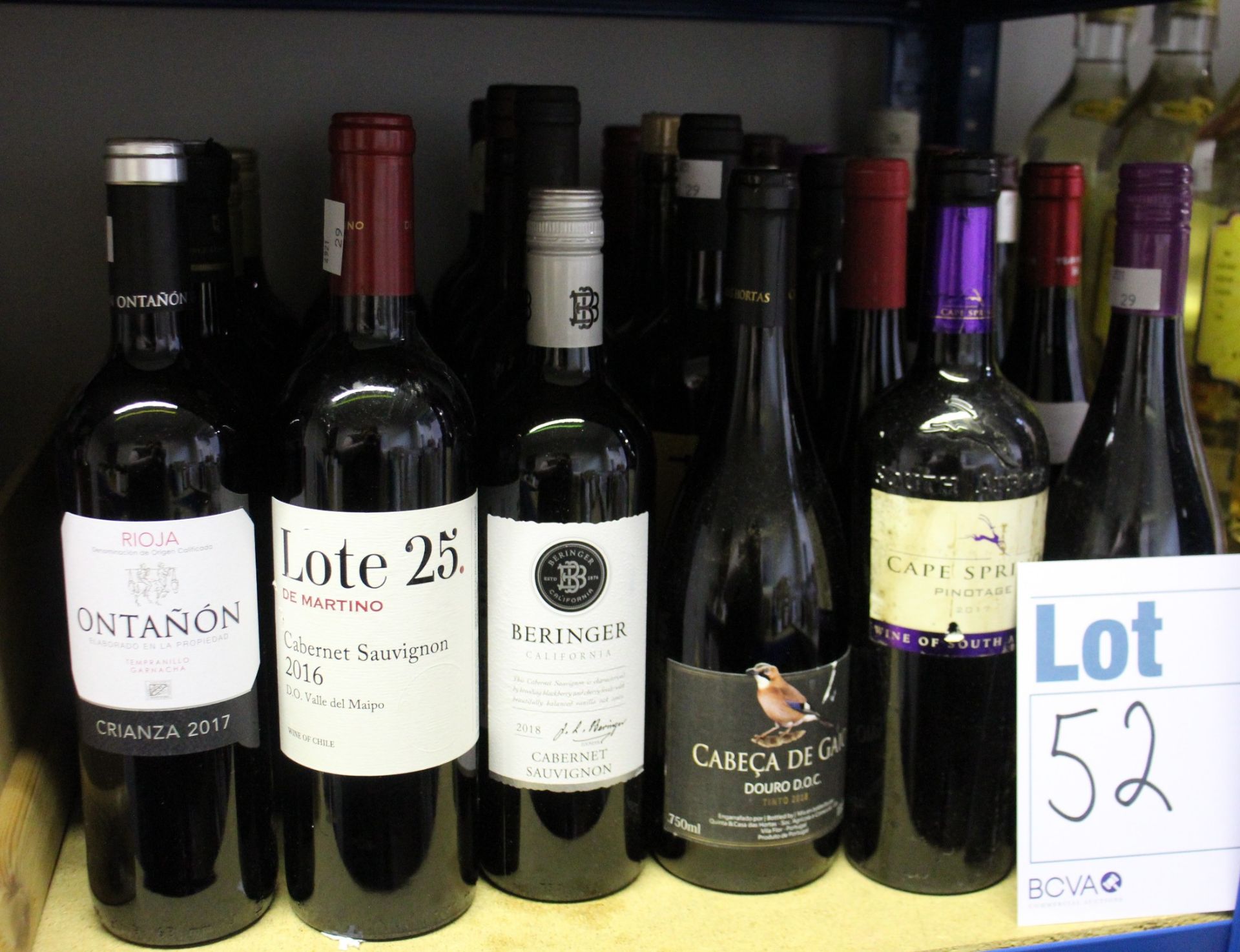 A quantity of red wines to include Lote 25, Ontanon, Cabeca De Gaio, Cape Spring, Beringer and
