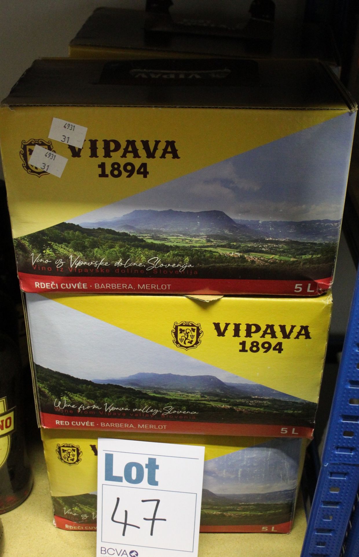 Six 5ltrs of Vipava 1894 red Curvee Barbera Merlot wine (Over 18's only).