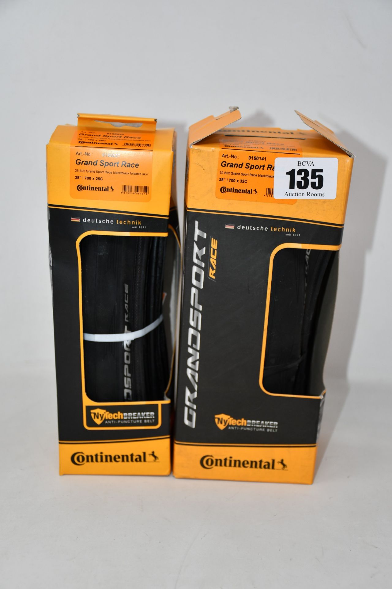 Two as new Continental Grand Sport Race 700 x 25c bicycle tyres and two as new Continental Grand