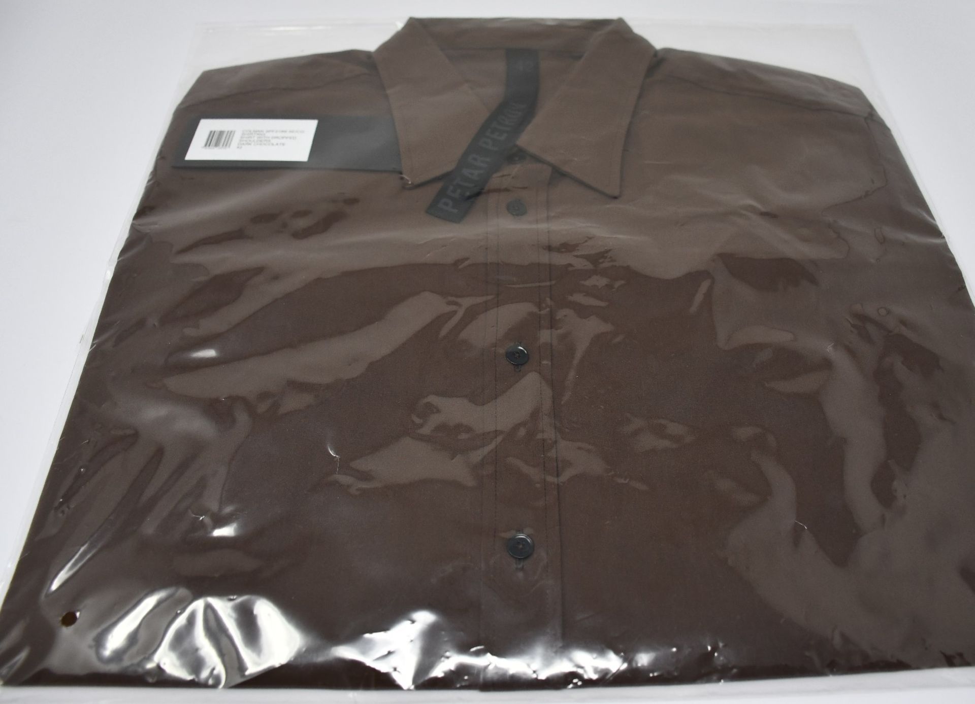 An as new Petar Petrov Colman shirt with dropped shoulders in dark chocolate (EU 34 - RRP £770).