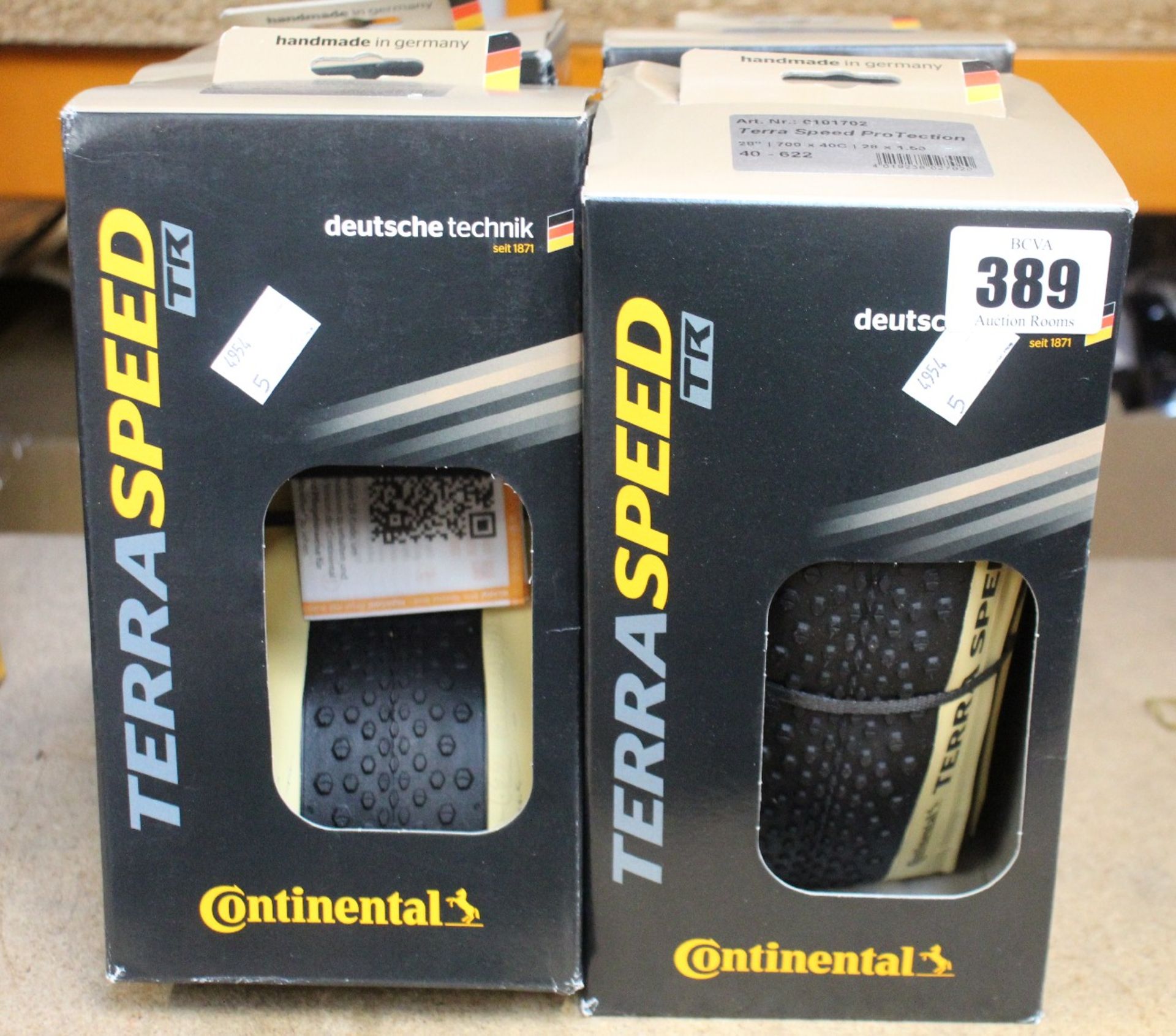 Four as new Continental Terra Speed TR Protection foldable bicycle tyres.