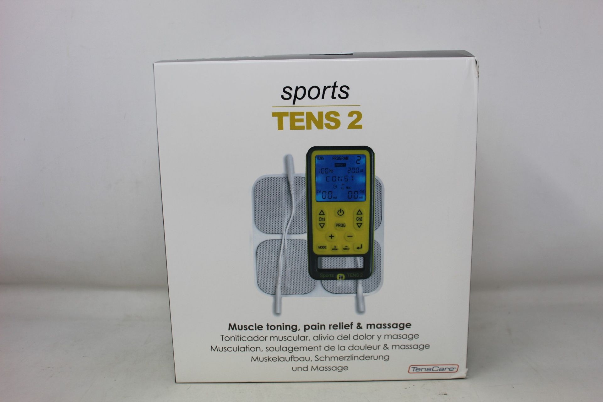 Two boxed as new TensCare Sports Tens 2 muscle toning, pain relief and massage units.