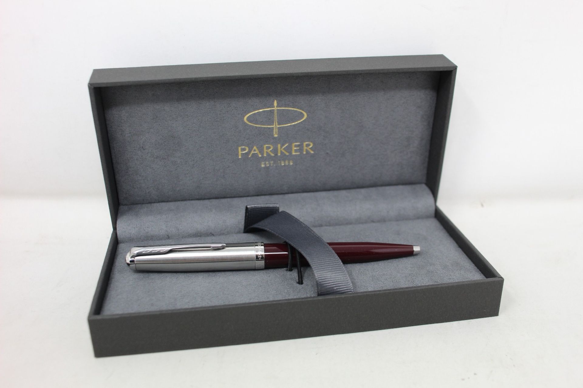 Four boxed as new Parker 51 ballpoint pens in Burgundy.