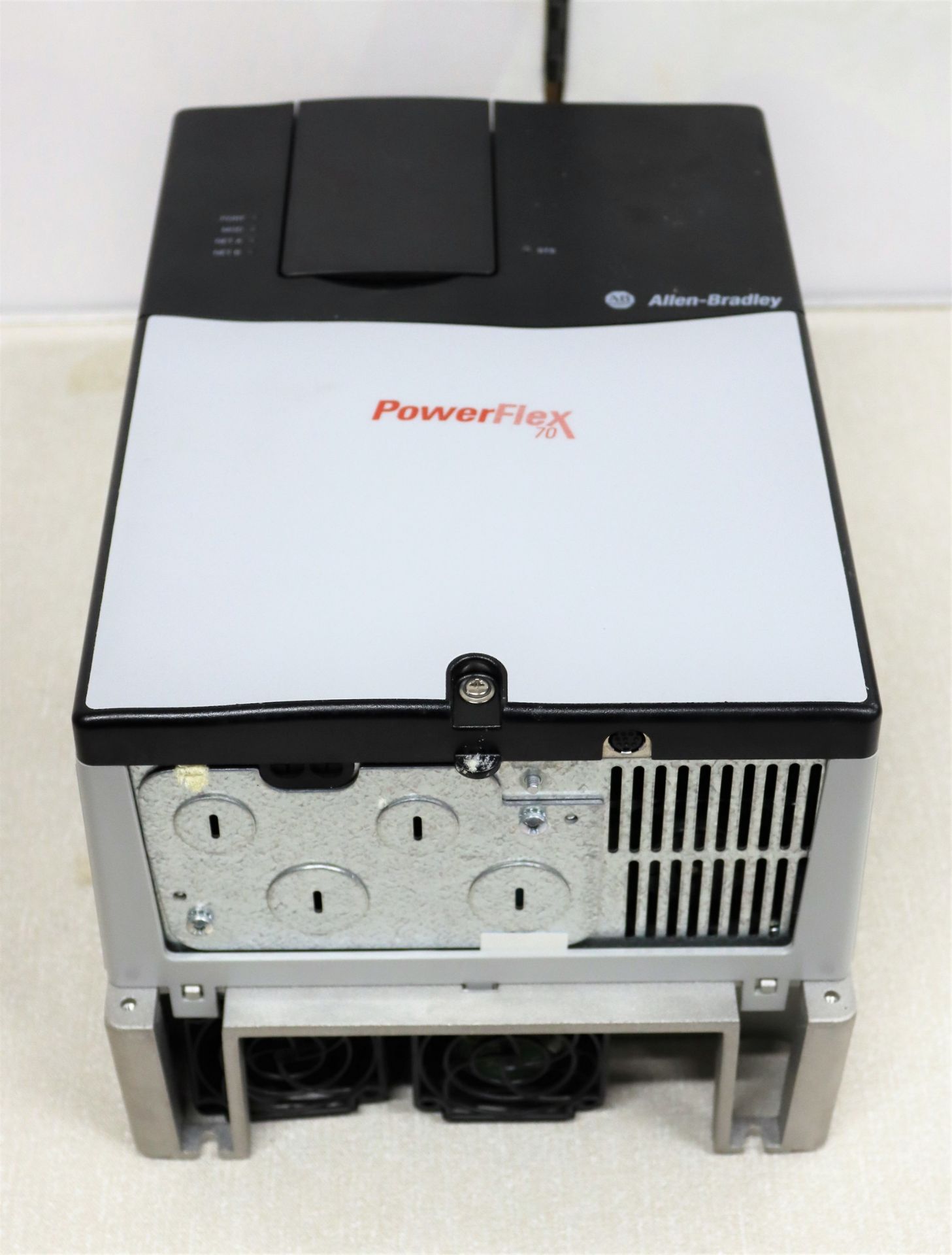 A pre-owned Allen Bradley PowerFlex 70 AC Drive (3-Phase In, 15 HP, 11kW, Type 1, IP20. Input: