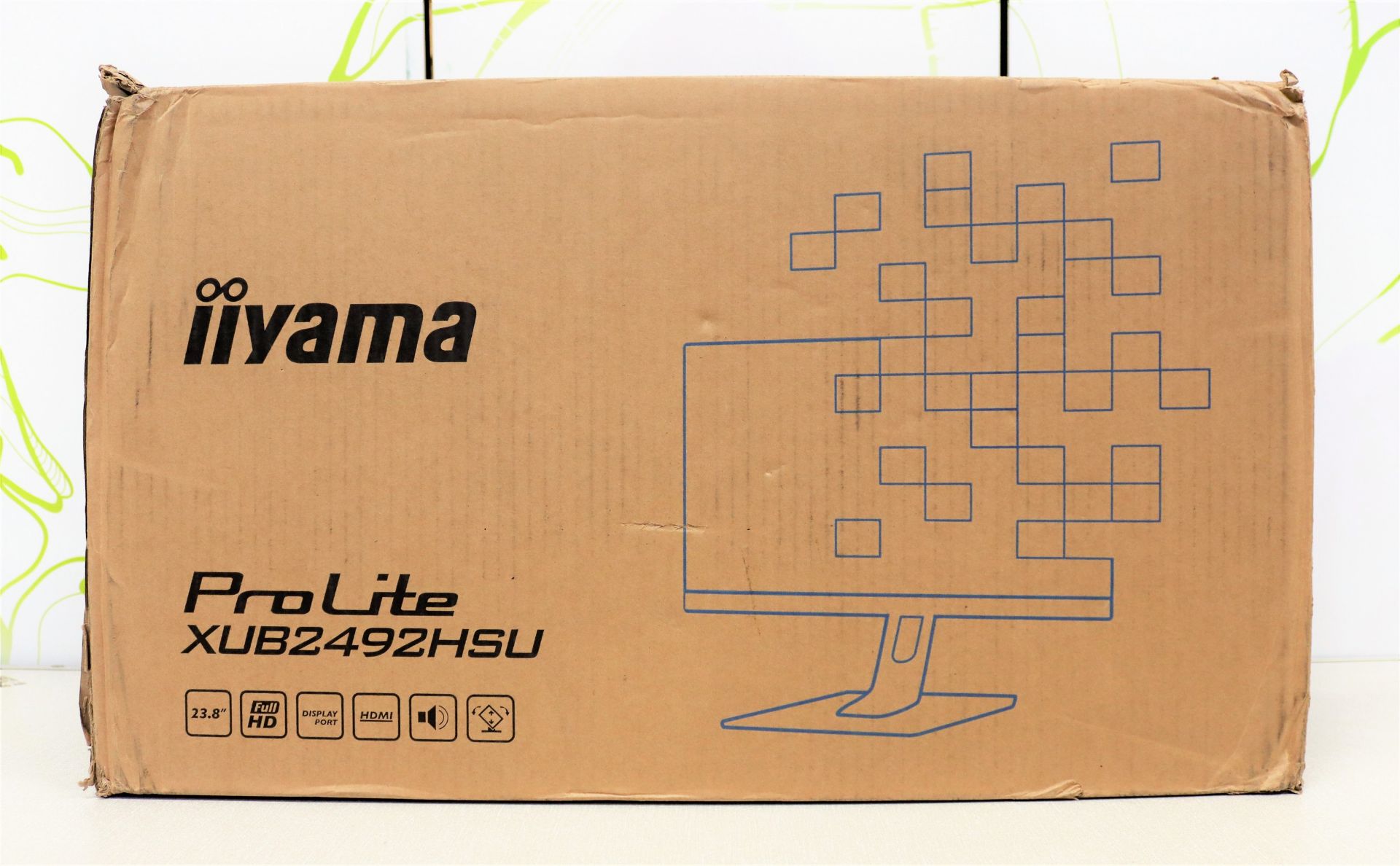 A boxed as new iiyama ProLite 24" Full-HD IPS monitor in white (PN: XUB2492HSU) (box damaged)