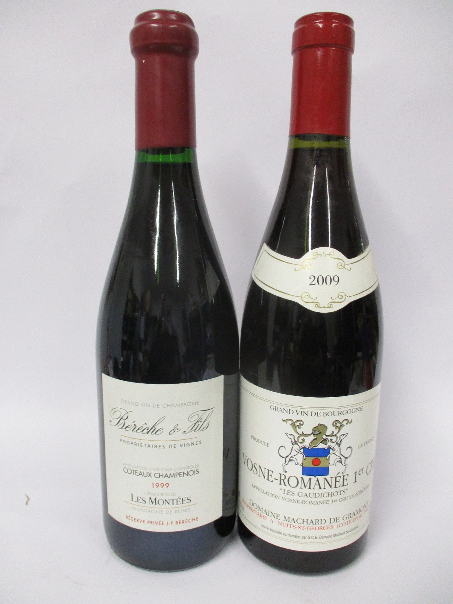 A Grand Vin De Bourgogne Vosne-Romanee 1er cru wine 2009 (750ml) and a Grand Vin De Champagne