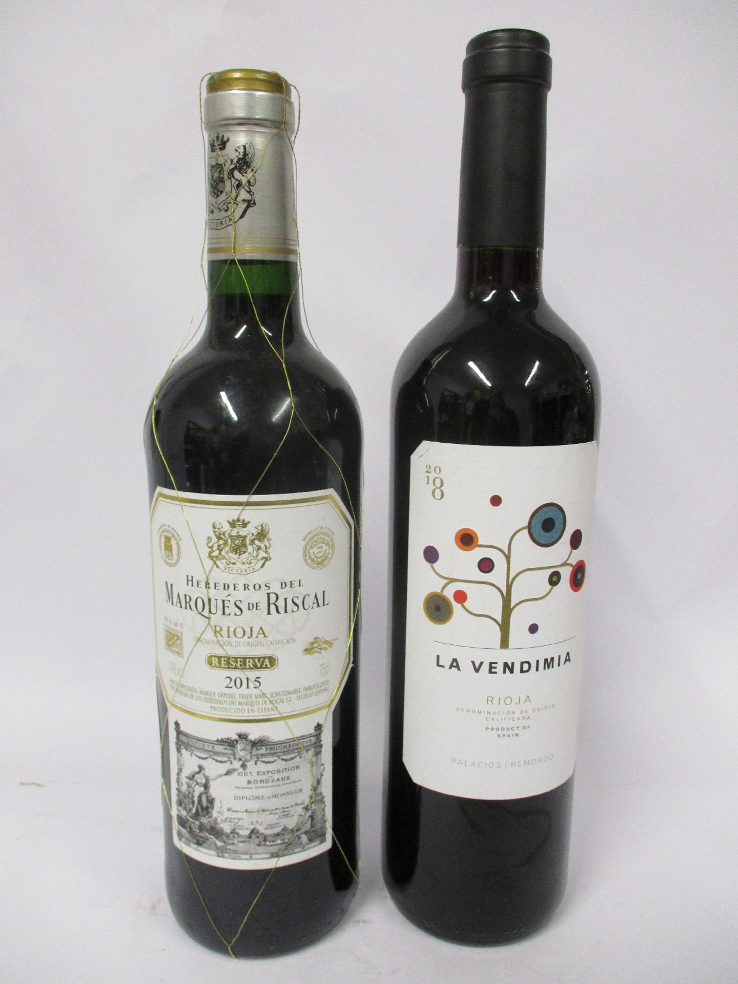 Six Herederos del marques de riscal rioja reserva 2015 (750ml) and three La Vendimia rioja 2018 (