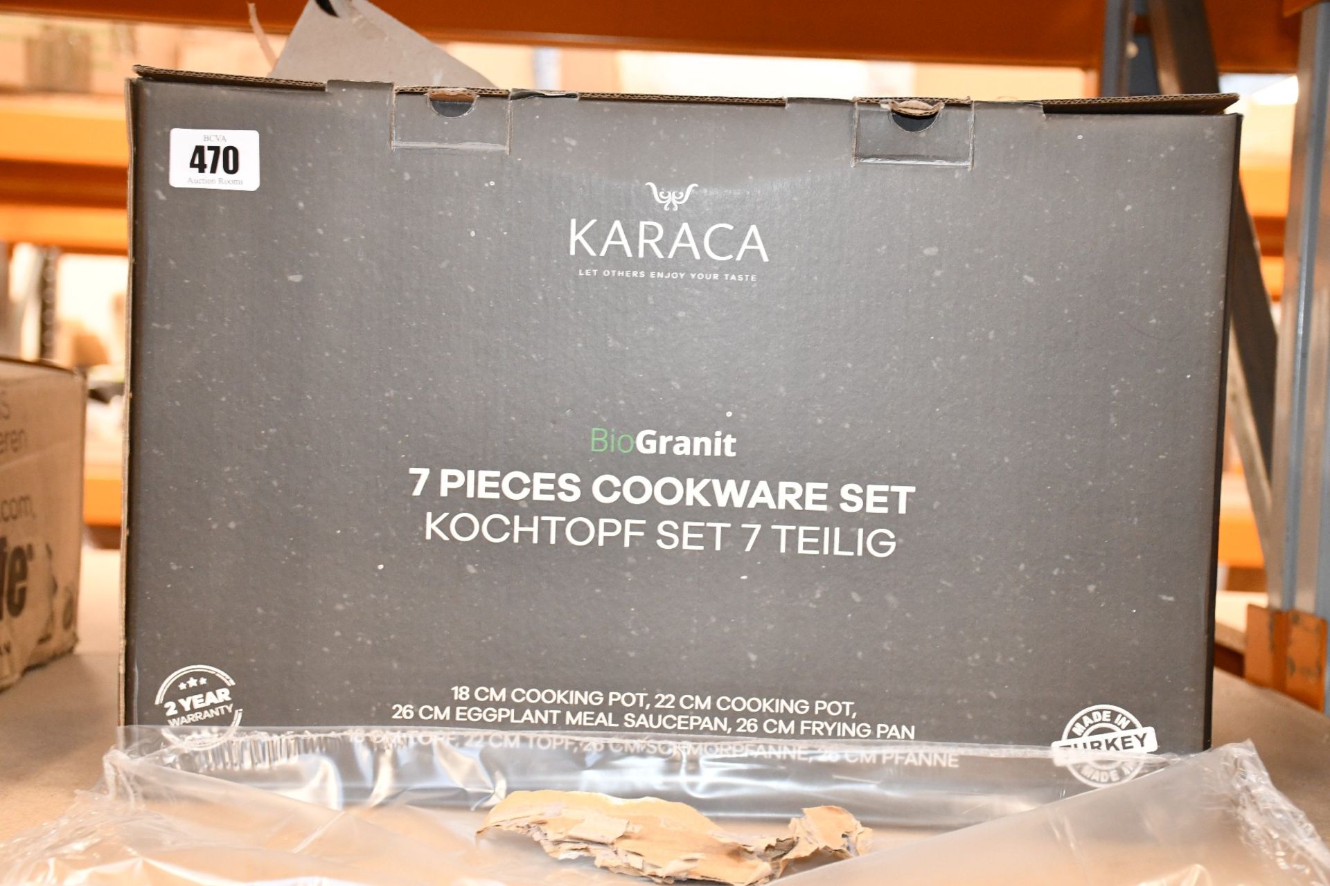A Karaca Pinkgrey 7-piece Cookware Set.