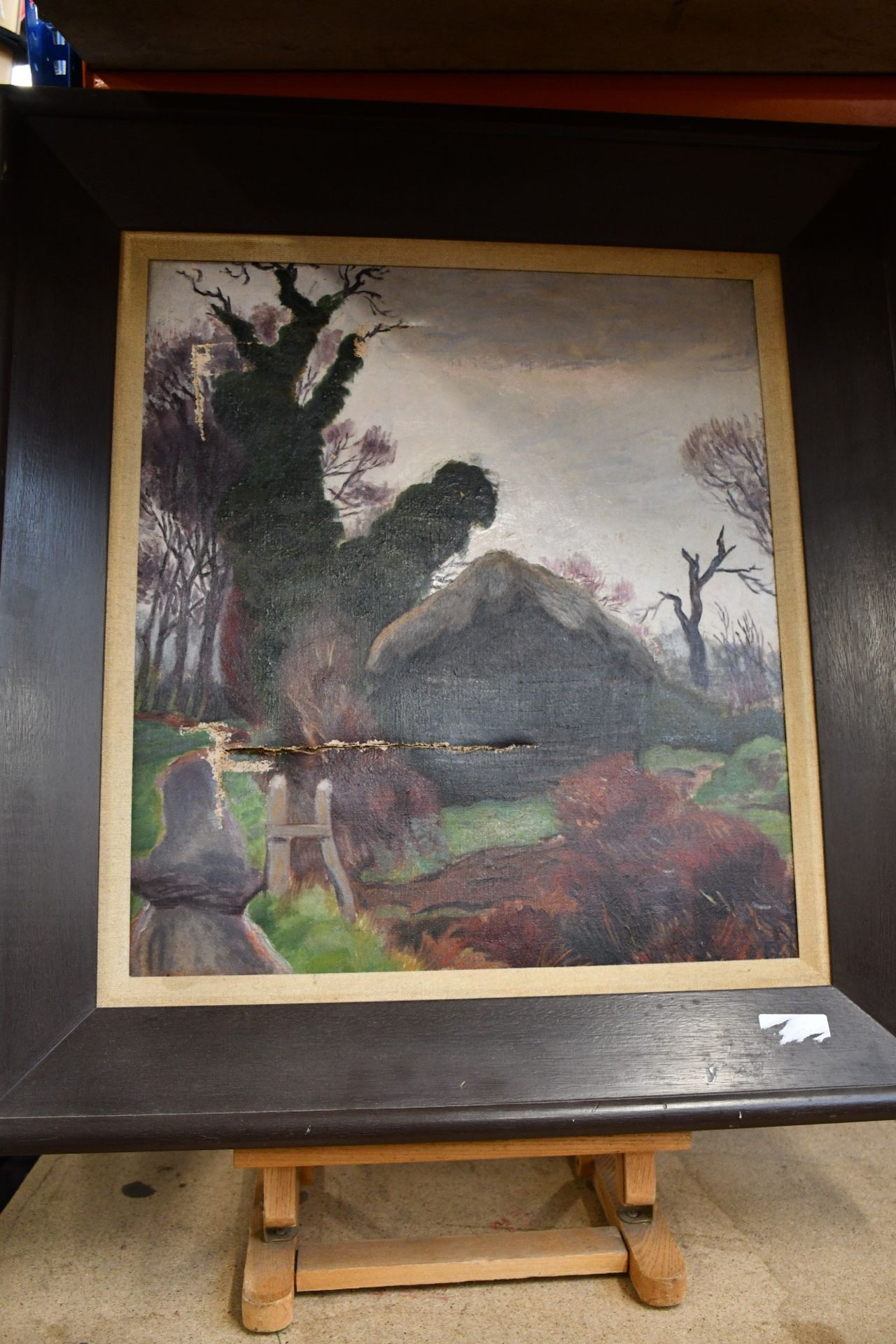 Oil Painting of Village Scene on Canvas (As Found), 'Hampstead One', 1973, Artist unknown, Framed 69