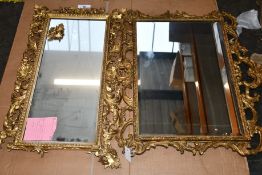 Two Continental Style Giltwood Bevelled Wall Mirrors, One As Found, Early 20th Century, 81 x 71 cm