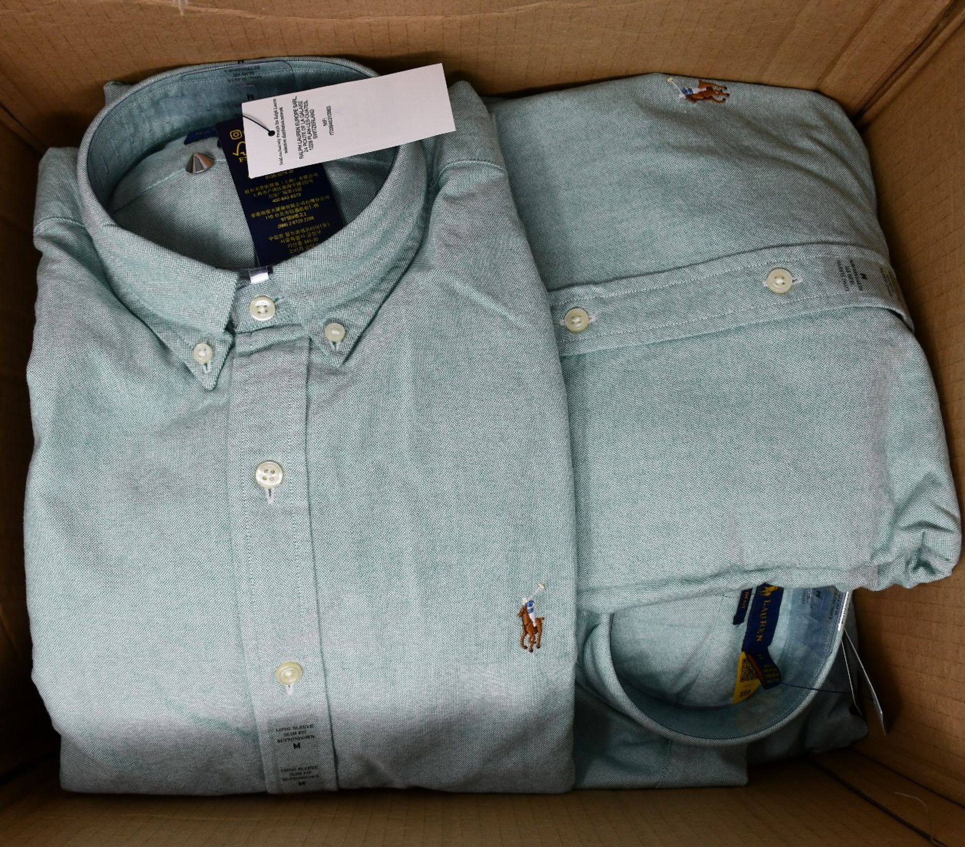 Six as new Ralph Lauren shirts in green (All M - RRP £35 each, please note items have security