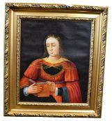 A Classical Style Portrait in Gilt Frame, Artist unknown, Oil on canvas, Frame 72 x 82 cm.