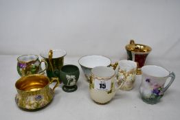 Nine Vintage porcelain cups in a various sizes and shapes, includes Silesia, MTR France and others.