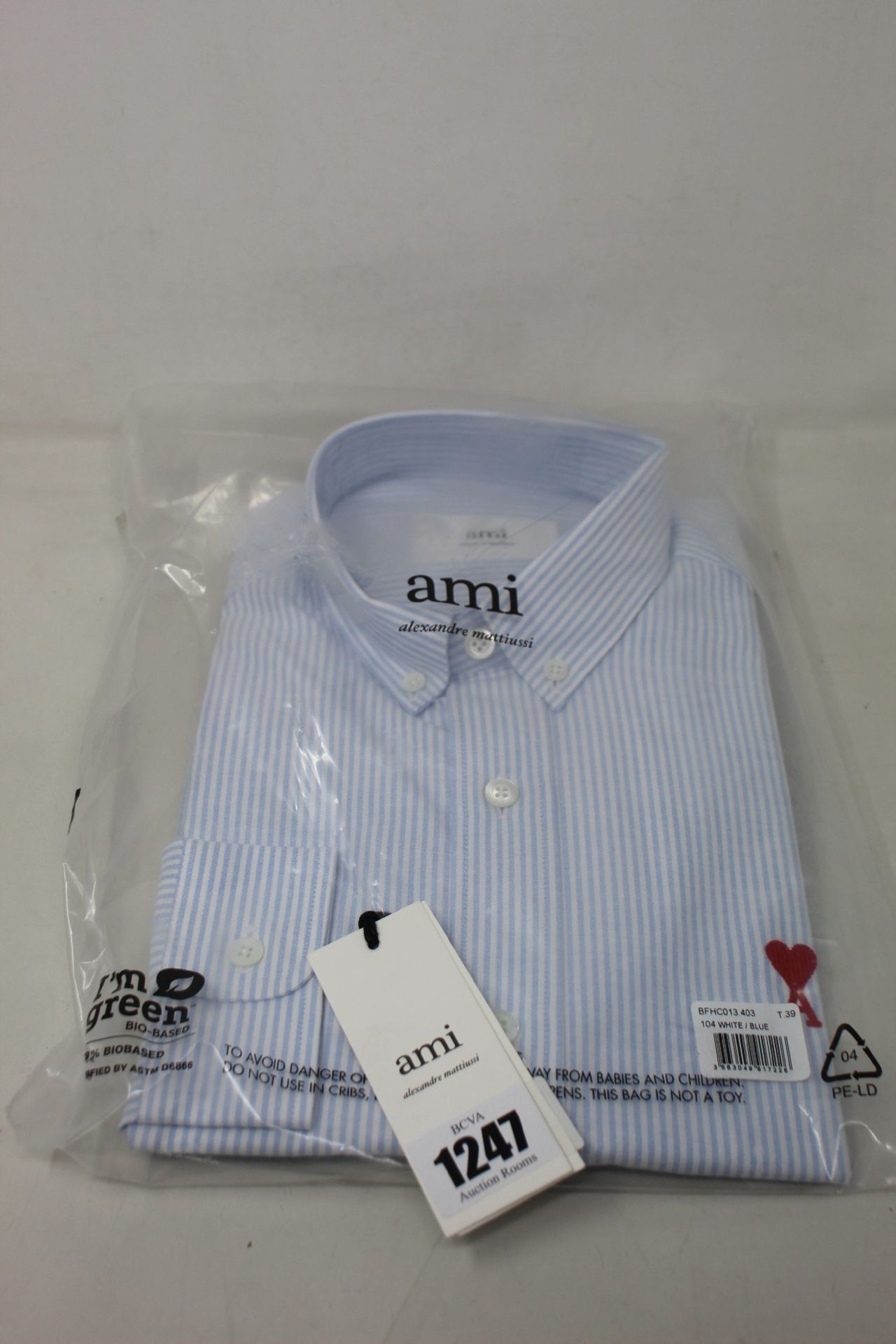 An as new Alexandre Mattiussi Ami shirt in blue/white (T39 - RRP £170).