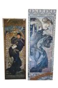 Alfons Mucha (Czech, 1860 - 1939), Two vintage prints on board, glazed (glass as found), Both with