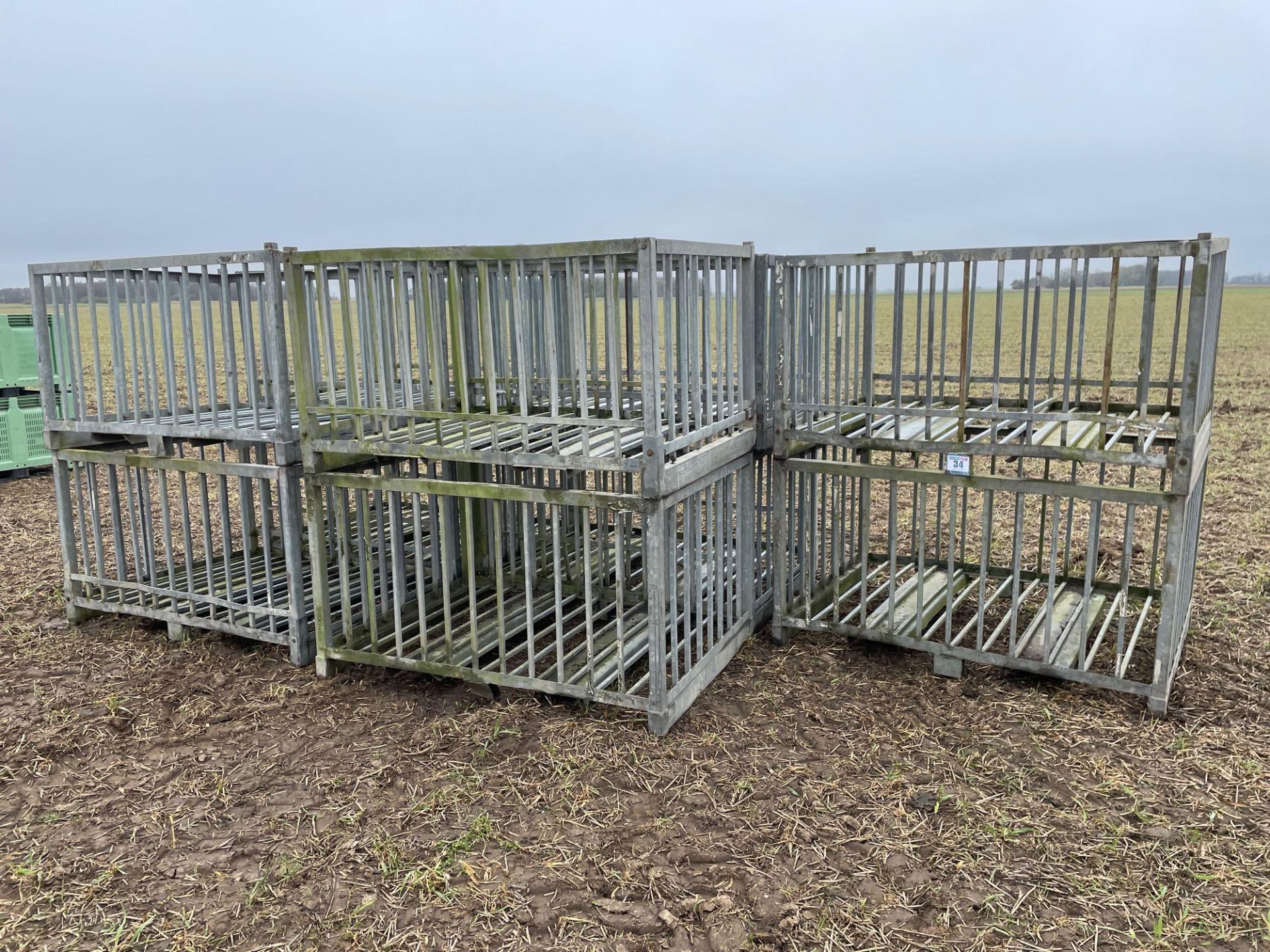 9No galvanised metal crates 46in x 64in x 35in Please note that this lot is situated at Catherine's