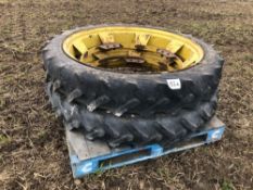 Pair 9.5R44 row crop wheels and tyres