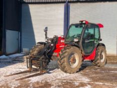 2017 Manitou MLT634 PS 120 materials handler with pallet tines on 460/70R24 wheels and tyres. Air-co