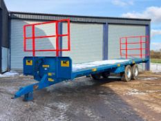 2013 NC 33ft - 16t twin axle bale trailer, front and rear raves on 385/65R22.5 wheels and tyres. Ser