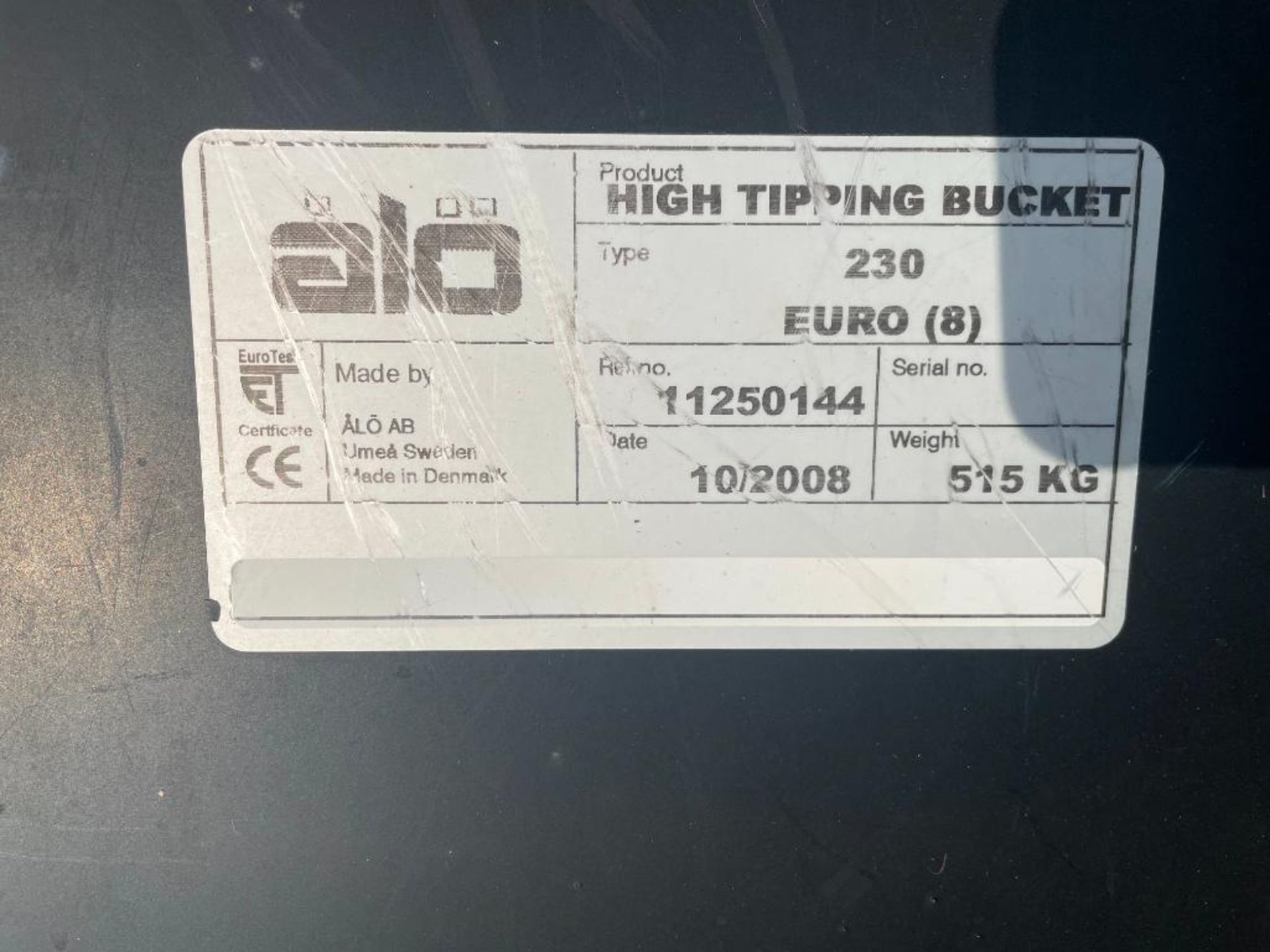 2008 ALO 230 high tip bucket on Euro brackets. Serial No: 11250144 - Image 5 of 5