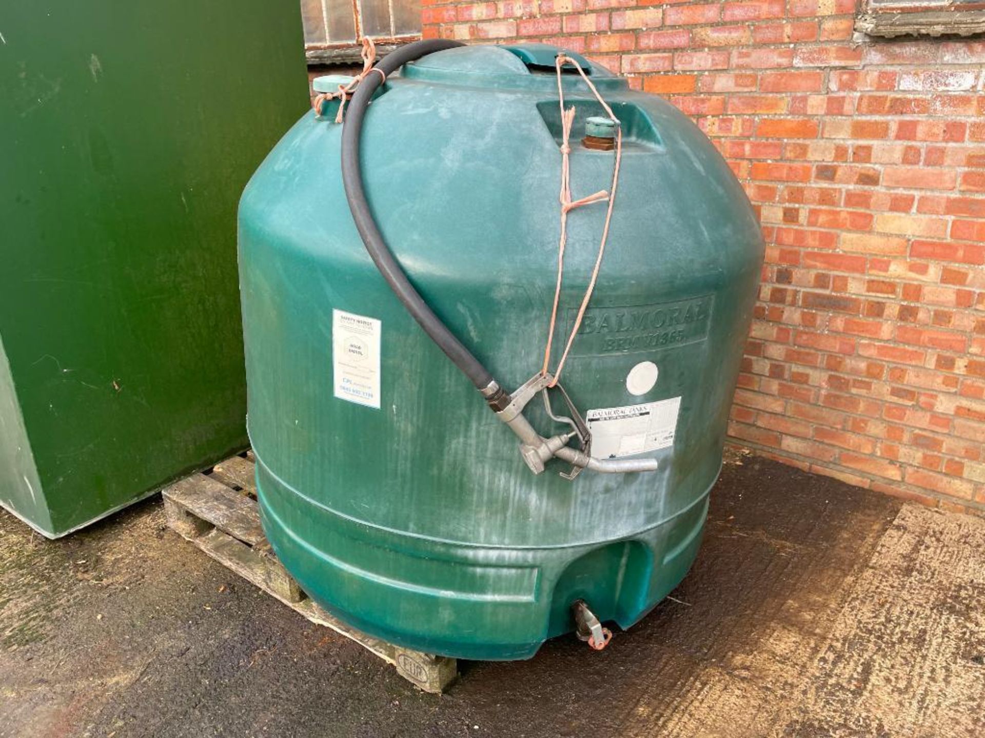 Balmoral BRM V1365 300 gallon diesel tank with hose and nozzle.