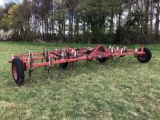 Reco Wil-Rich 6m hydraulic folding linkage mounted springtine cultivator with depth wheels NB: Comes