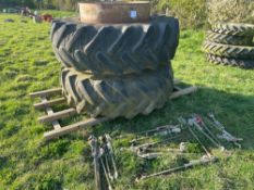 Pair Stocks 20.8R38 dual wheels and tyres with clamps