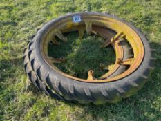 Pair 6.00-36 row crop wheels and tyres