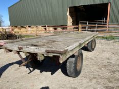 Approx 18ft flat bed wooden trailer