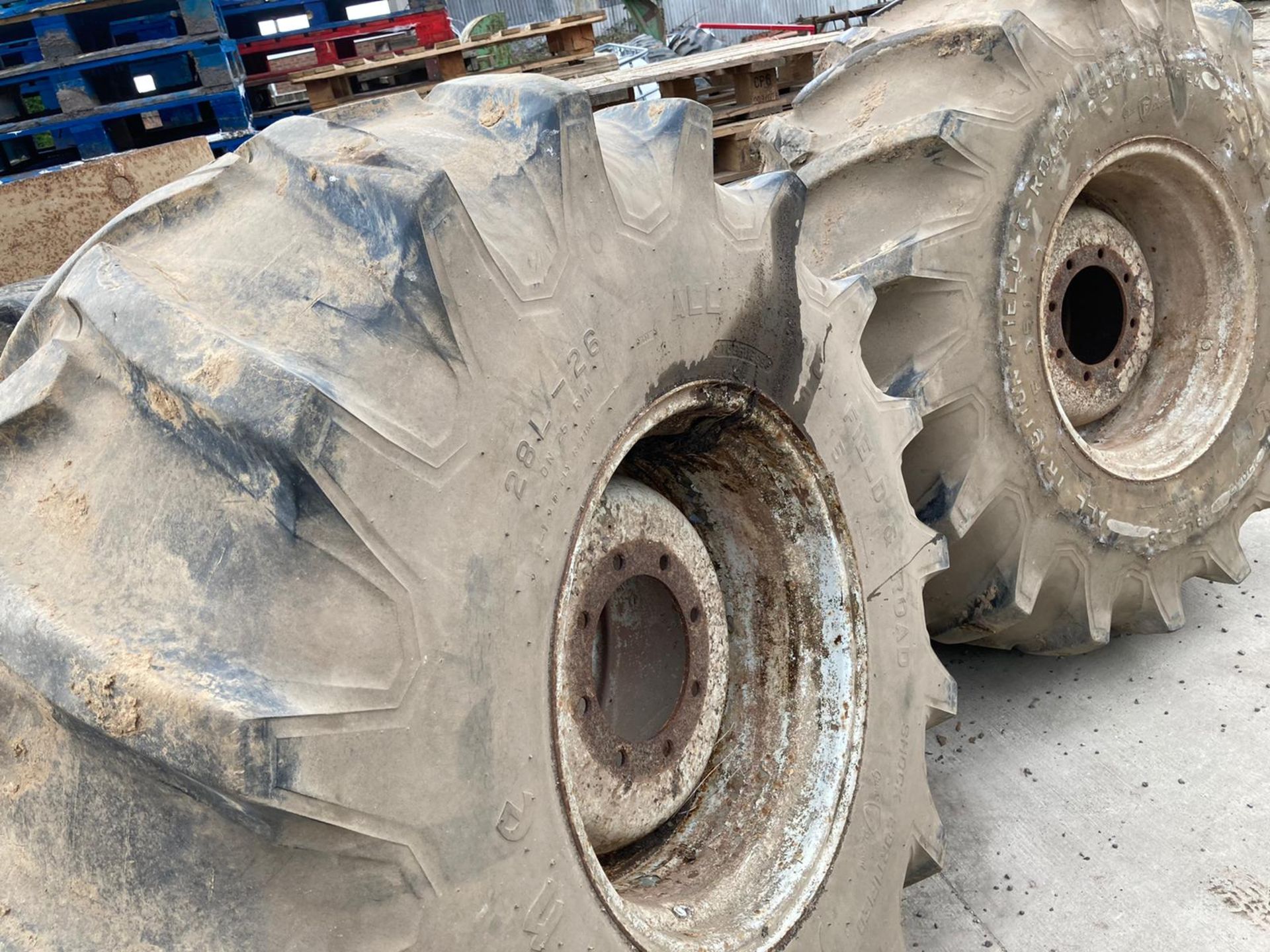 Pair of wheels and 28L-26 tyres to fit Chafer sprayer. - Image 2 of 6