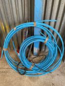 Quantity blue alkathene pipe and drainage rods