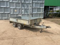 Ifor Williams LT105G 10ft twin axle flat bed trailer with front ladder and aluminium ramps on 145R10