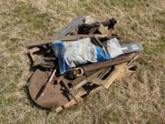 Various spares including lights, plastic sheet, PTO parts and trailer weight