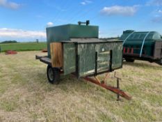 10 ft single axle trailer, metal floor with 800gal metal tank and 12v electric pump