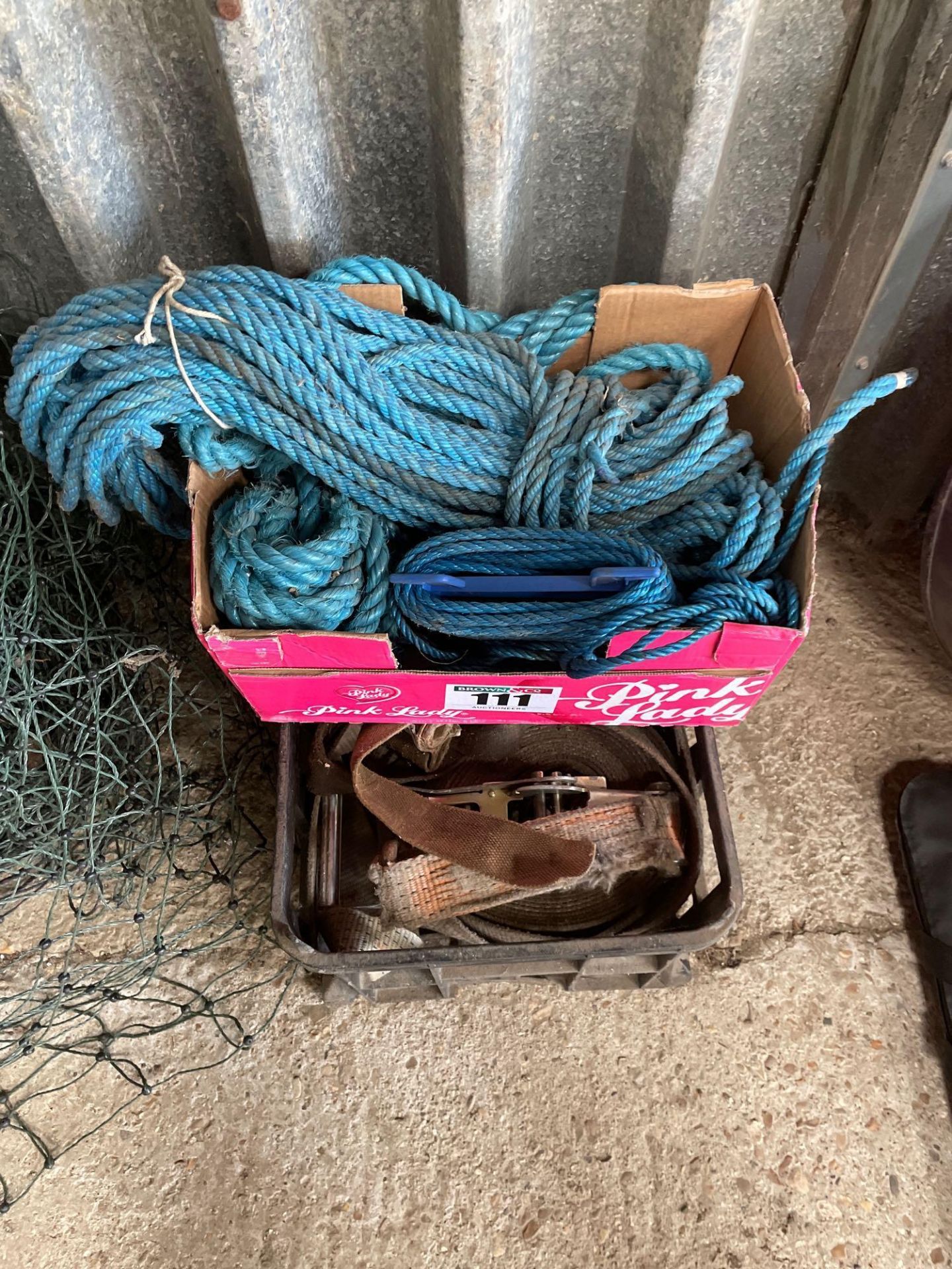 Quantity ratchet straps and rope