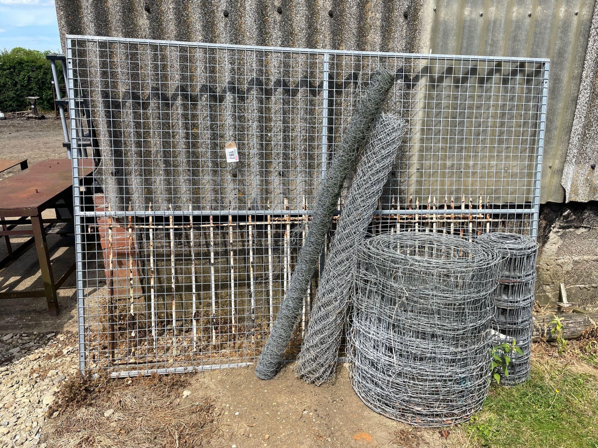 Misc rolls of wire with mesh panel