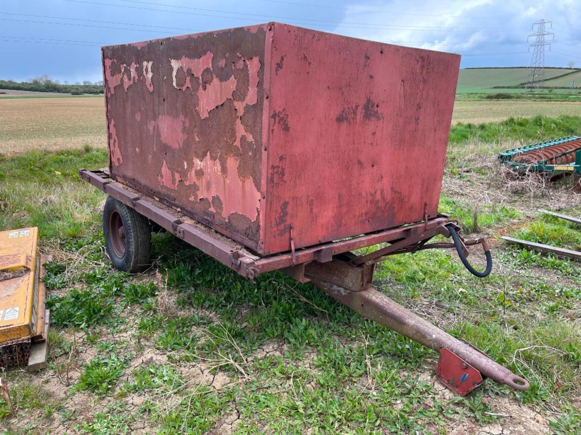 10ft single axle hydraulic tipping trailer, wooden floor with steel tank and grain chute - Image 6 of 6