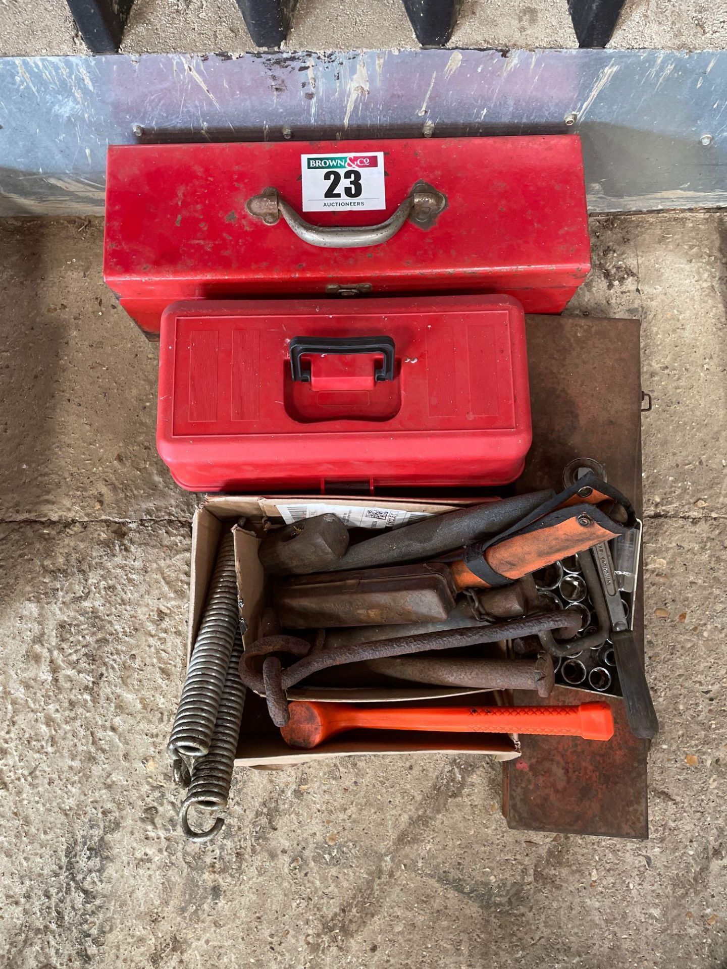 Quantity of tool boxes and tools