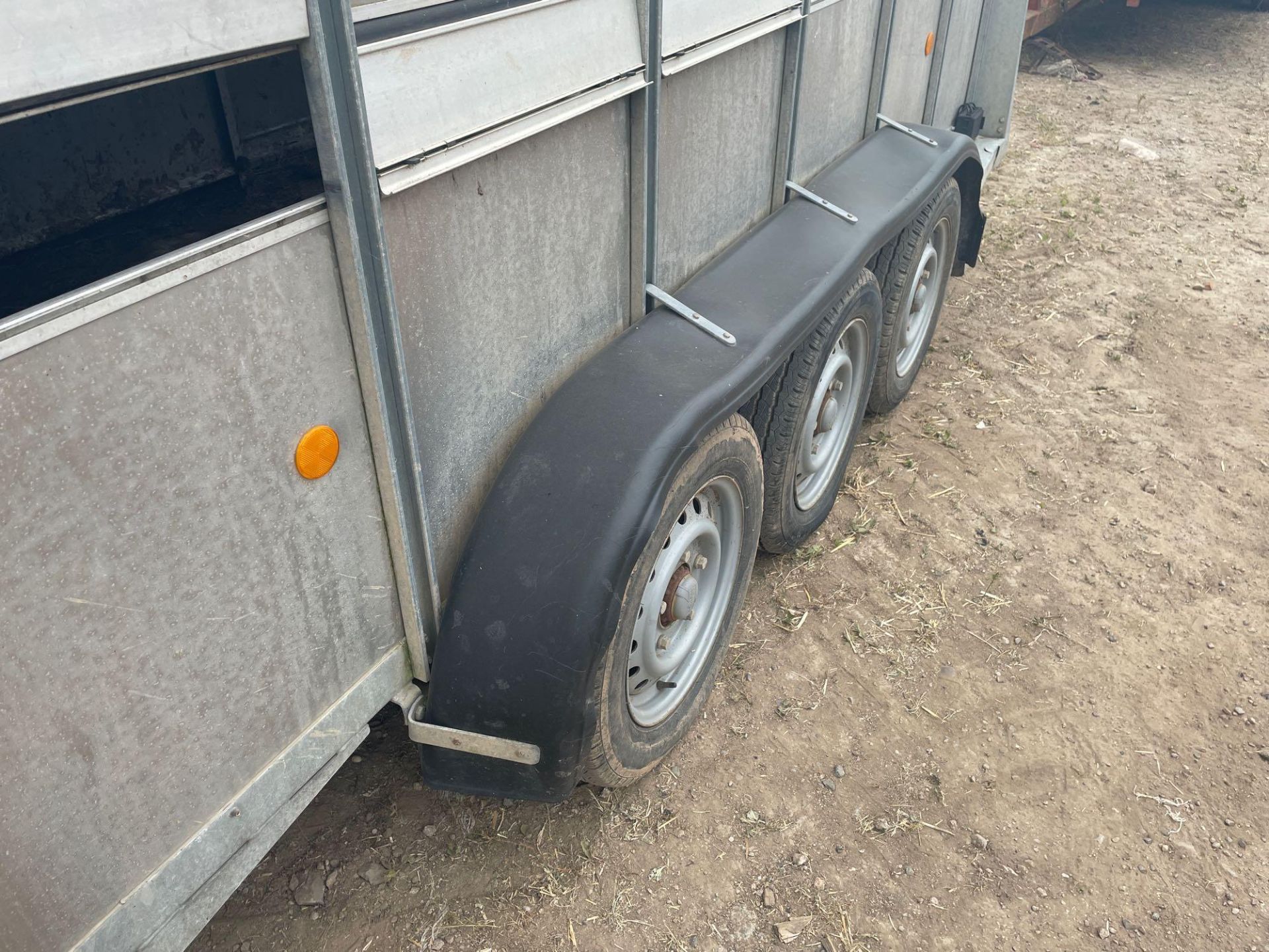 2007 Ifor Williams TA510G3 14ft tri-axle livestock trailer with partition gate. Serial No: SCKT00000 - Image 11 of 13