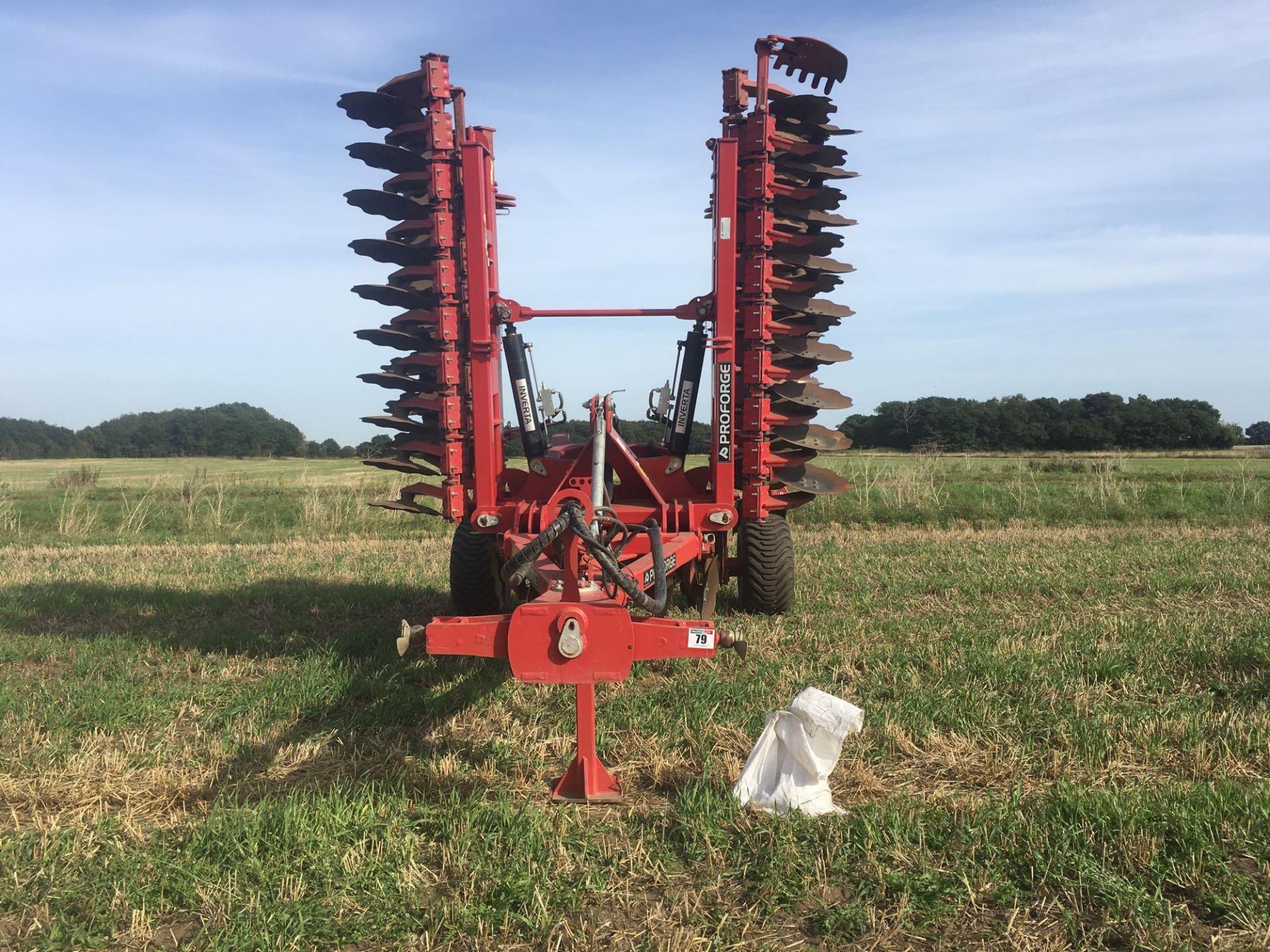 2018 Proforge Inverta 6m hydraulic folding cultivator with discs and rear packer roller.