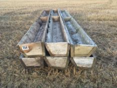 Qty of wooden feed troughs