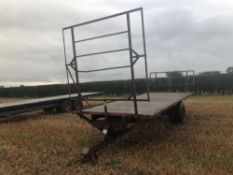 Homemade single axle 20ft flatbed trailer. C/w front and rear raves