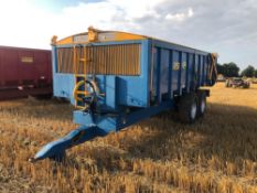 2008 Easterby ET12 twin axle root trailer with hydraulic tailgate, grain chute and rollover sheet on