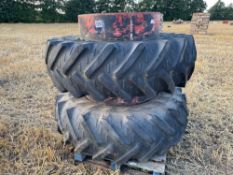 Pair Stocks 20.8R38 wheels and tyres with clamps