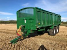 2009 Bailey 18t twin axle grain trailer with sprung drawbar, hydraulic tailgate and grain chute with