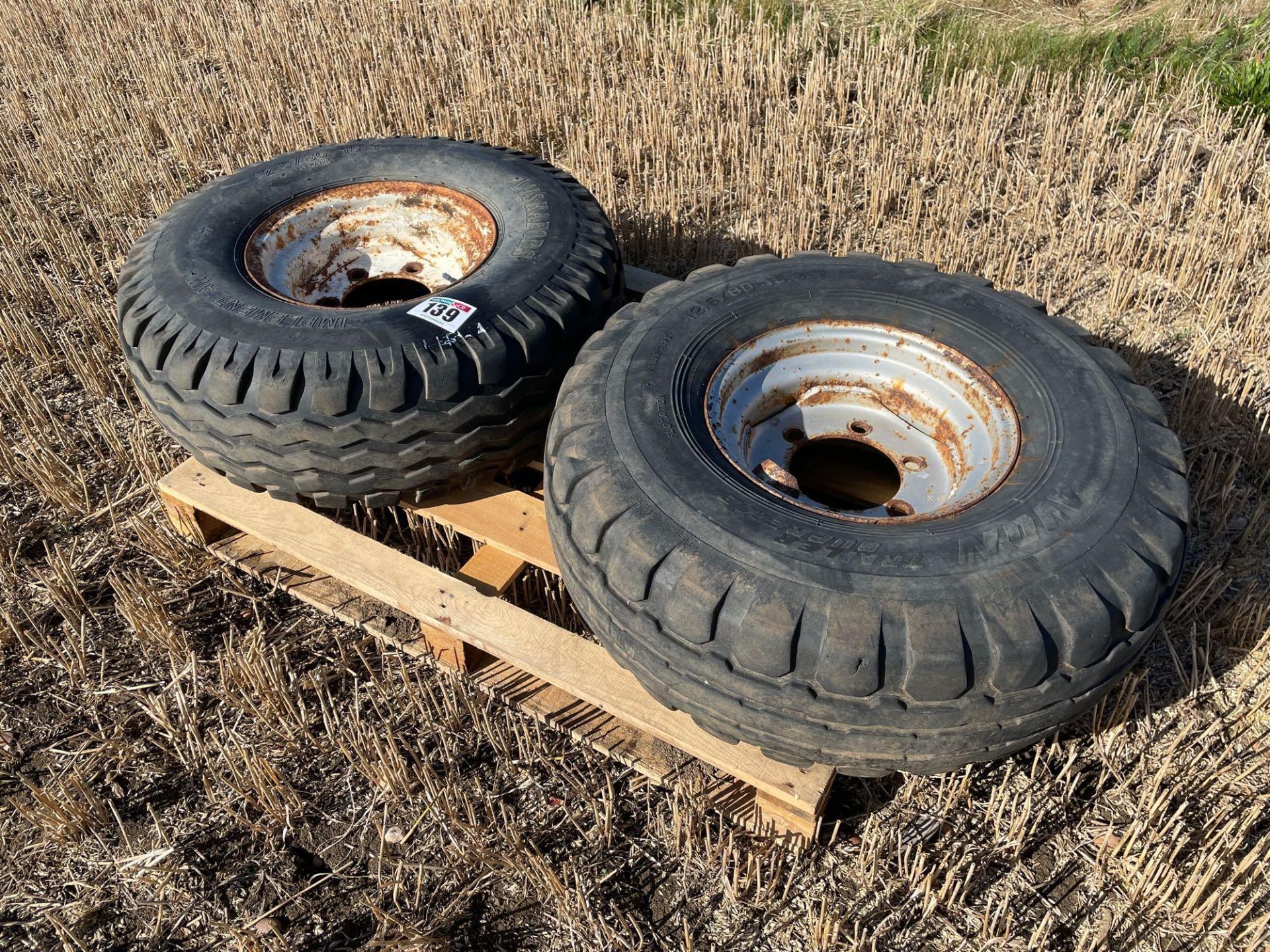 Pair 12.5/80-15.3 6 stud wheels and tyres