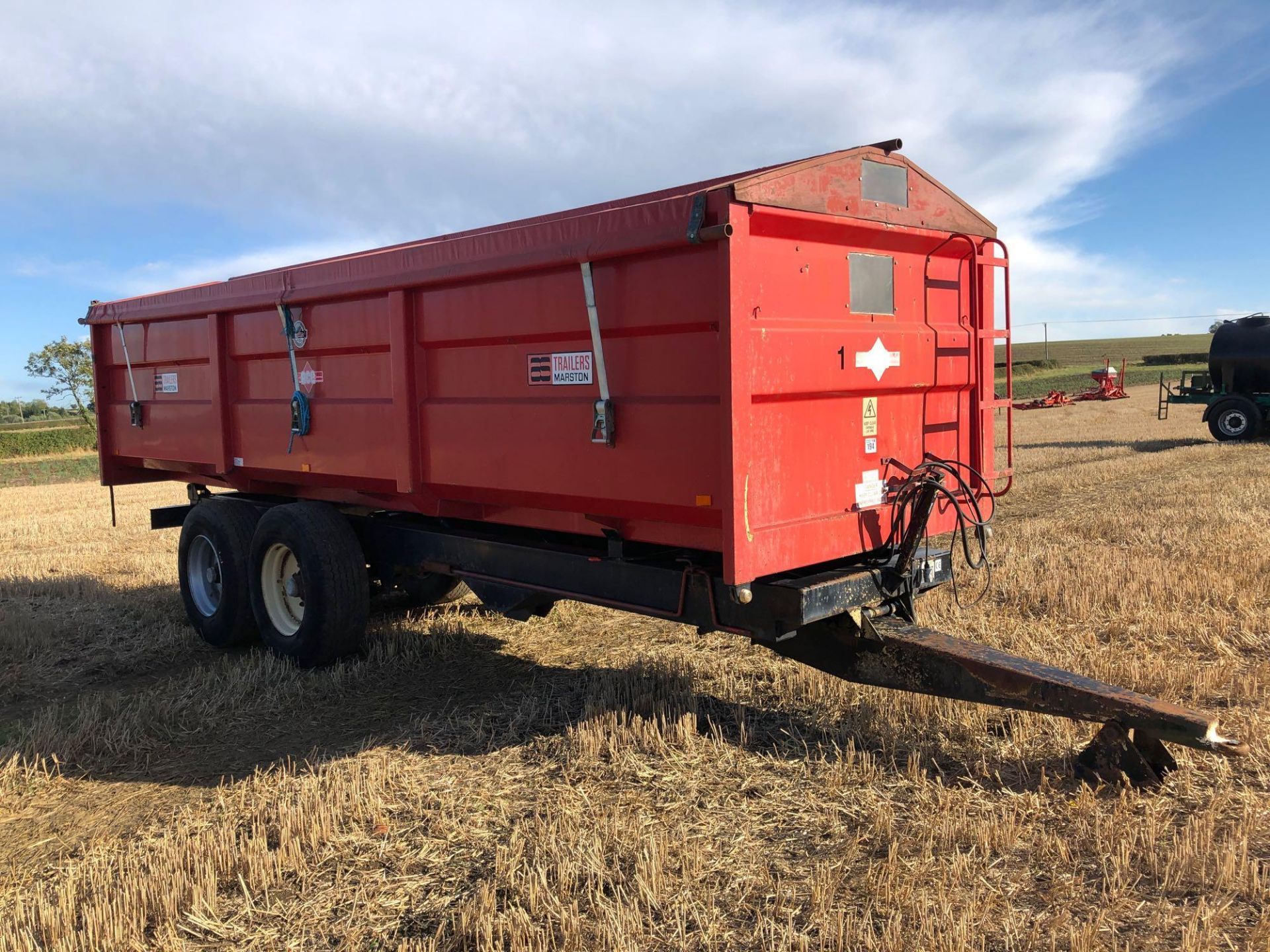 1995 AS Marston ACE FF14T twin axle grain trailer with sprung drawbar, manual tailgate and grain chu - Image 2 of 7